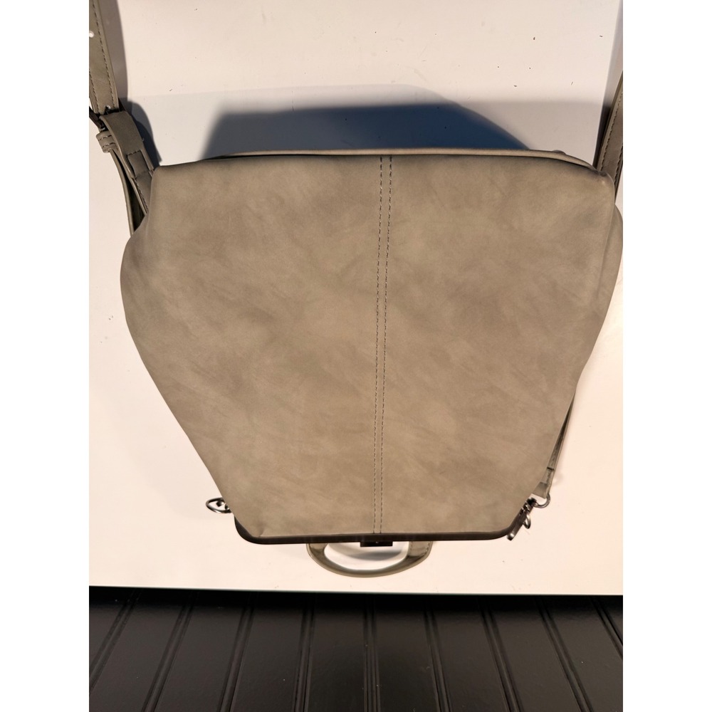 Joy Susan Convertible Backpack Crossbody Bag Vegan Leather Floral Lining Grey